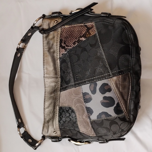 Coach Zoe Metallic Patchwork Shoulder Purse / lightly used - Picture 6 of 10
